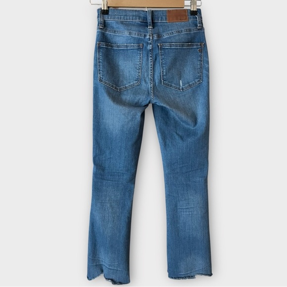 Madewell Cali Demi Boot Blue Denim Distressed Stretch Button Fly Jeans Size 23 - Picture 2 of 9
